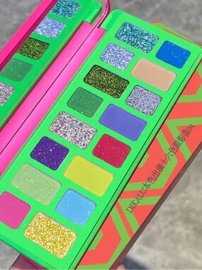 Kohl's Neon Multicolor Eyeshadow Palette with Green Case